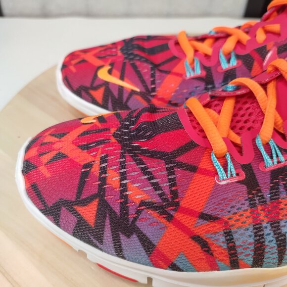 Nike Free 5.0 TR Fit 4 Print Shoes Geranium Orange Purple Teal Women US 8.5 - Picture 6 of 15